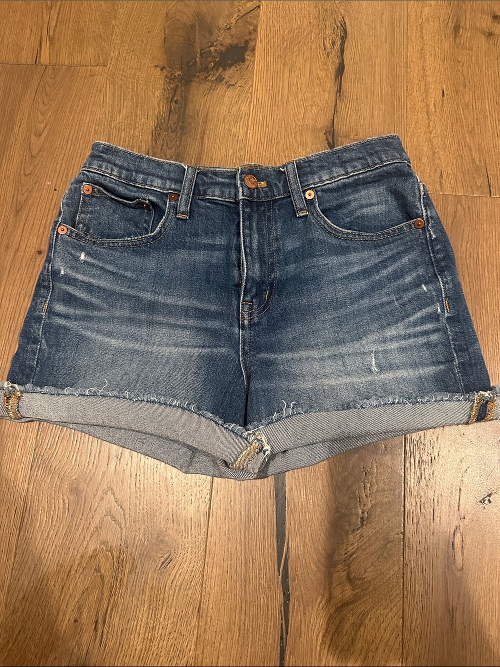 Madewell Dark Blue Denim Roll-Cuff Shorts